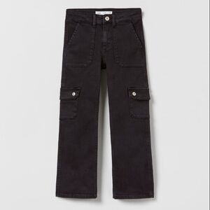 Zara Kids | Stretch Cargo Flare Jeans | Black | Size 11-12